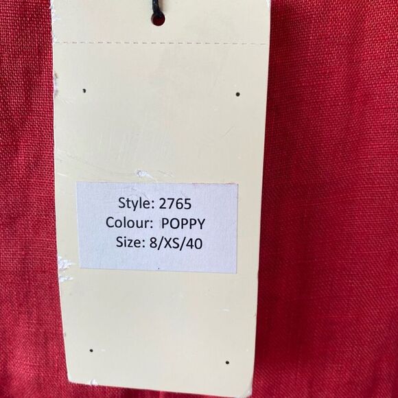 Terzo Millennio Italy Linen Drop Ruffle Women's Red Midi Long Dress Size XS - Picture 7 of 10